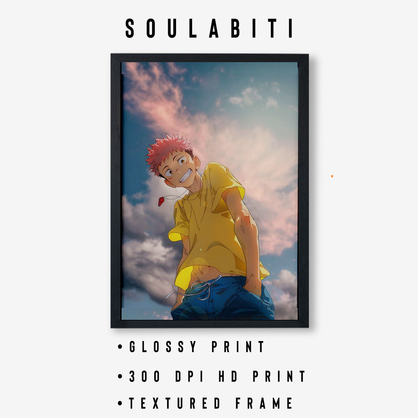 Jujutsu Kaisen Itadori Yuji Poster Art Framed 13x19-Inch - SoulAbiti