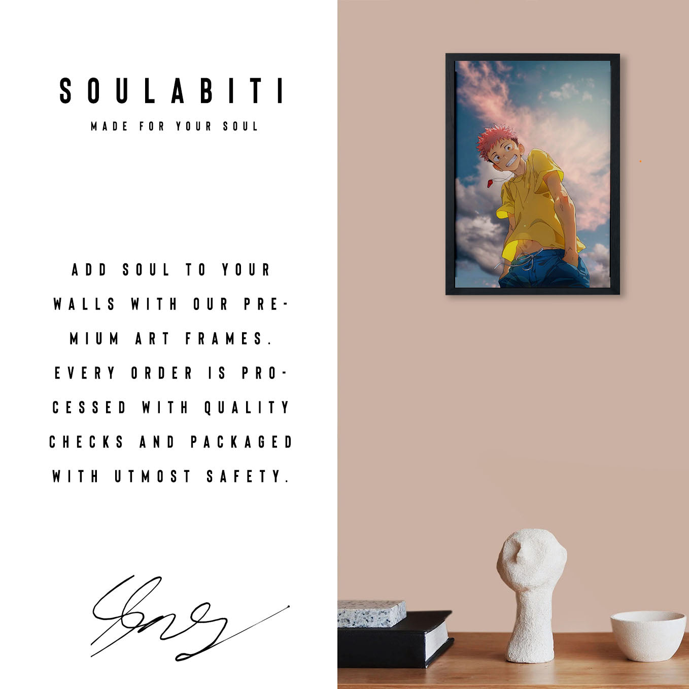 Jujutsu Kaisen Itadori Yuji Poster Art Framed 13x19-Inch - SoulAbiti
