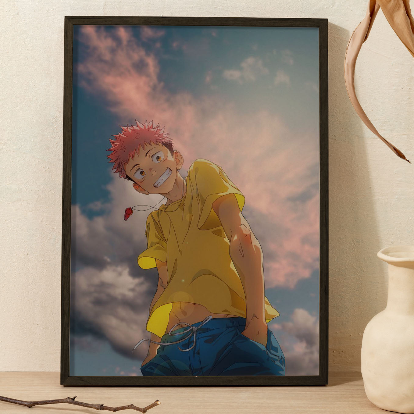 Jujutsu Kaisen Itadori Yuji Poster Art Framed 13x19-Inch - SoulAbiti