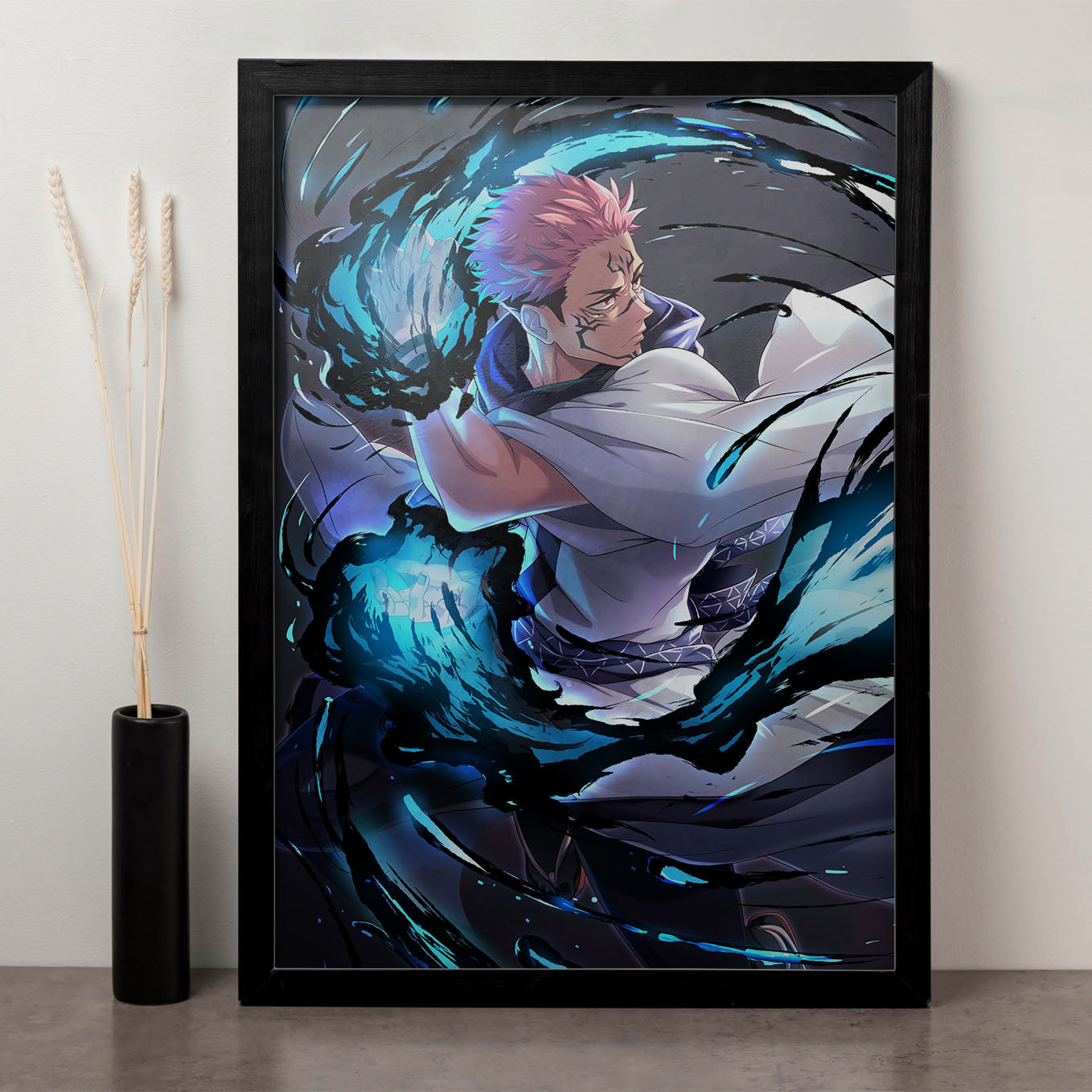 Jujutsu Kaisen King of Curses Ryomen Sukuna Poster Art Framed 13x19-Inch - SoulAbiti