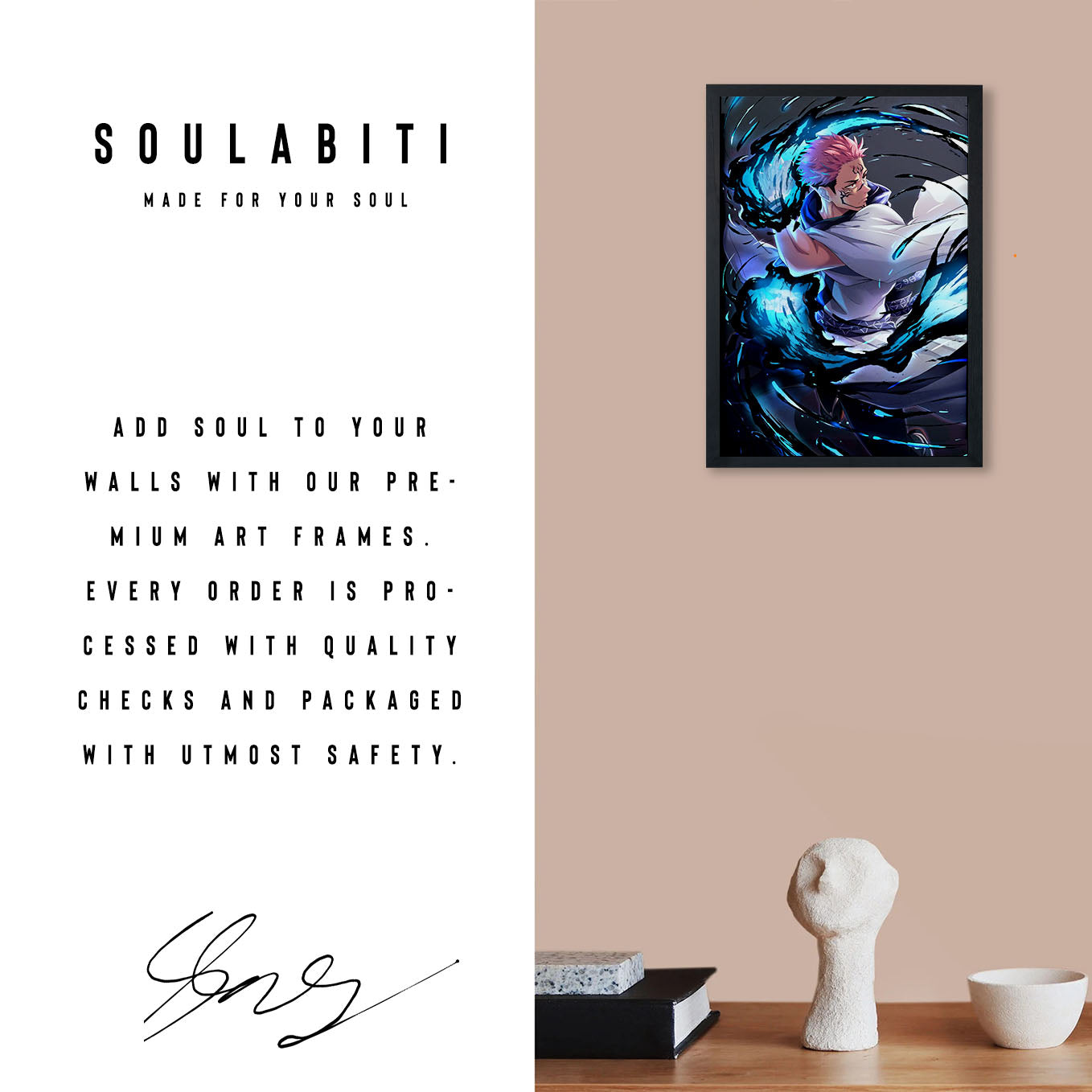 Jujutsu Kaisen King of Curses Ryomen Sukuna Poster Art Framed 13x19-Inch - SoulAbiti