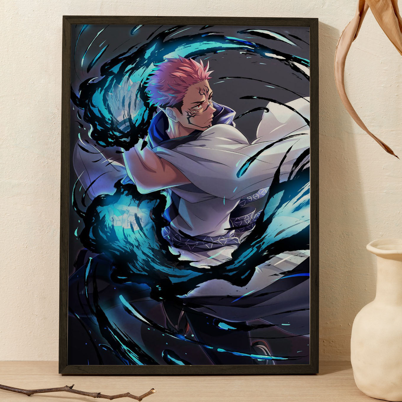 Jujutsu Kaisen King of Curses Ryomen Sukuna Poster Art Framed 13x19-Inch - SoulAbiti