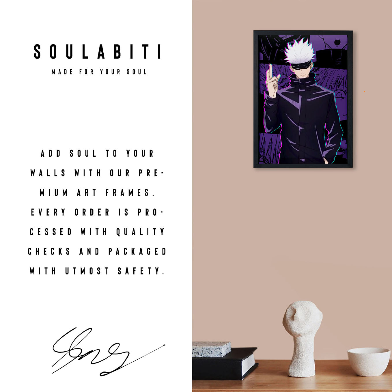Jujutsu Kaisen limitless domain expansion gojo satoru Poster Art Framed 13x19-Inch - SoulAbiti