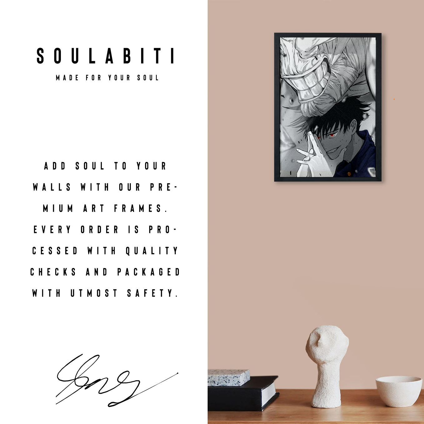 Jujutsu Kaisen Megumi Curse Poster Framed 13x19-Inch - SoulAbiti