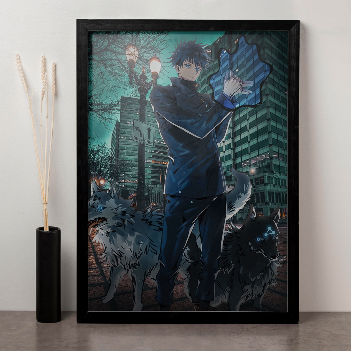 Jujutsu Kaisen Megumi Fushiguro Poster Art Framed 13x19-Inch - SoulAbiti