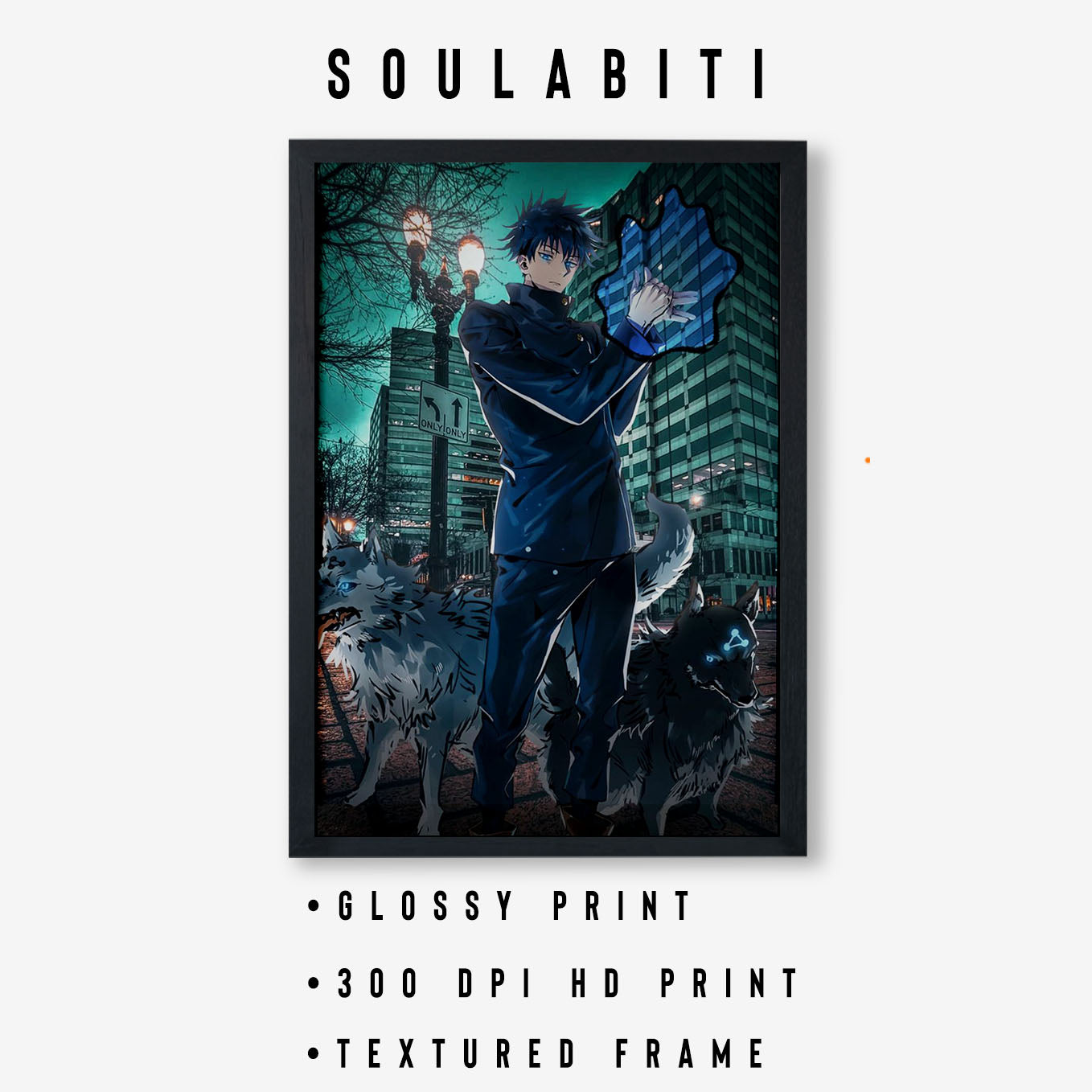 Jujutsu Kaisen Megumi Fushiguro Poster Art Framed 13x19-Inch - SoulAbiti
