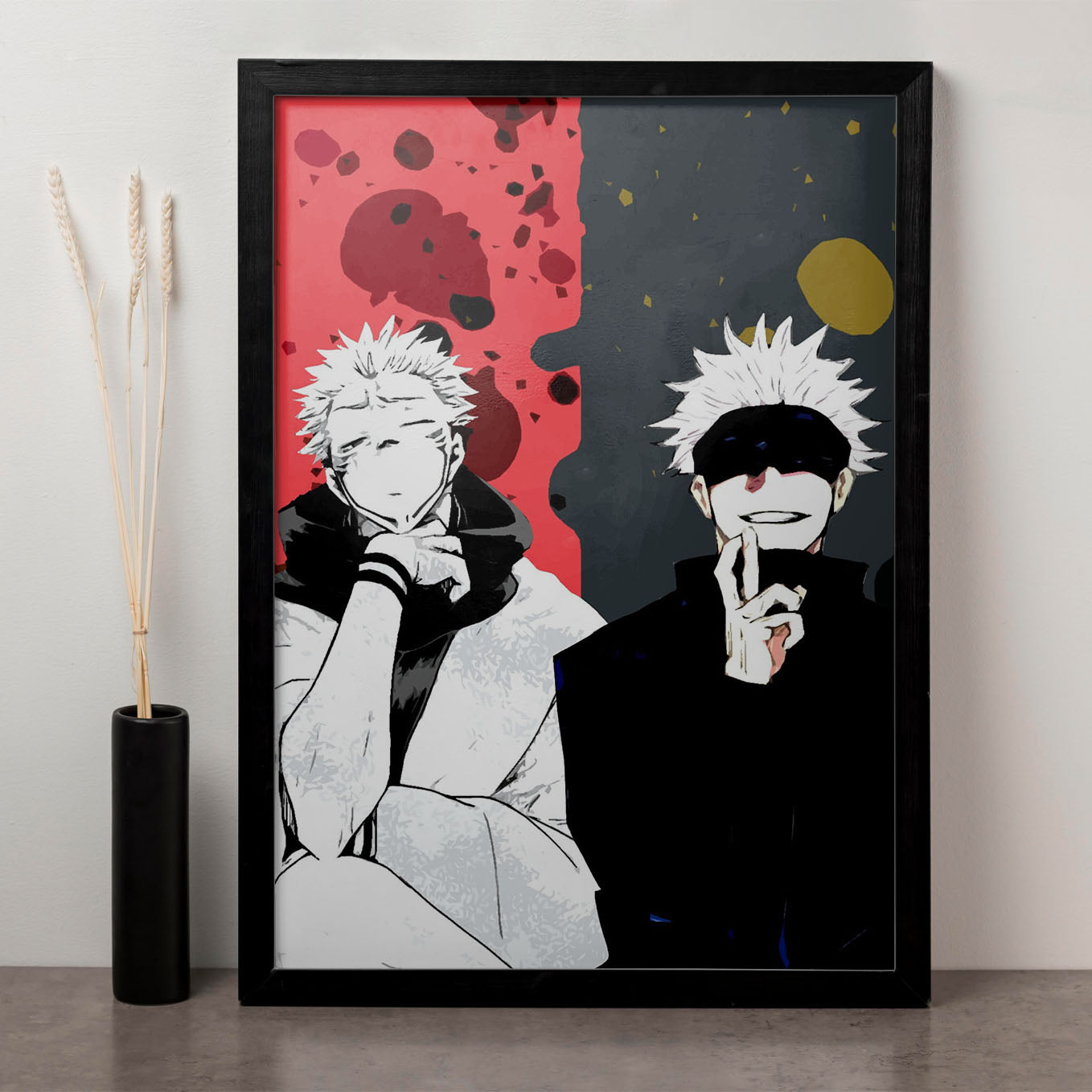 Jujutsu Kaisen Ryomen Sukuna and Gojo Poster Art Framed 13x19-Inch - SoulAbiti