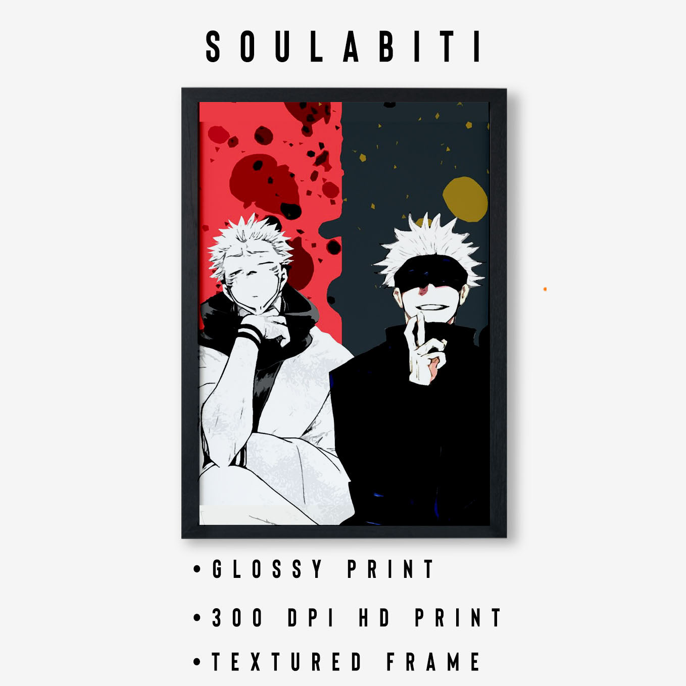 Jujutsu Kaisen Ryomen Sukuna and Gojo Poster Art Framed 13x19-Inch - SoulAbiti