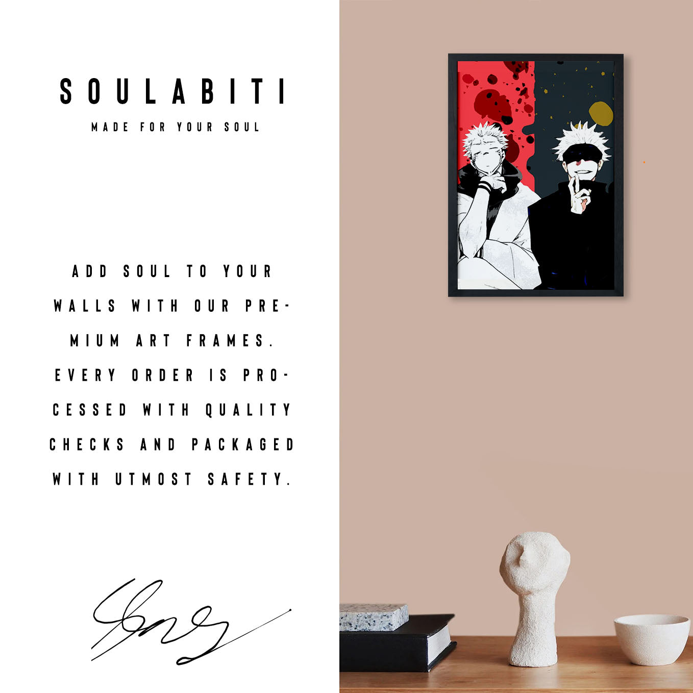 Jujutsu Kaisen Ryomen Sukuna and Gojo Poster Art Framed 13x19-Inch - SoulAbiti