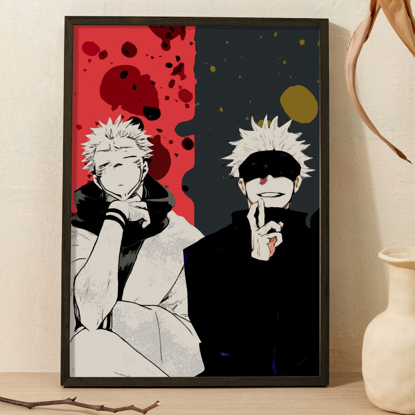 Jujutsu Kaisen Ryomen Sukuna and Gojo Poster Art Framed 13x19-Inch - SoulAbiti