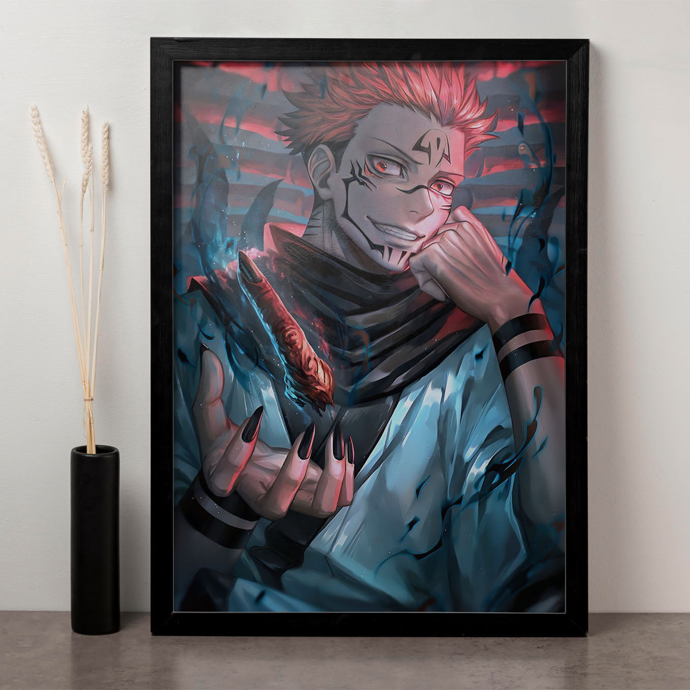 Jujutsu Kaisen Ryomen Sukuna finger Poster Art Framed 13x19-Inch - SoulAbiti