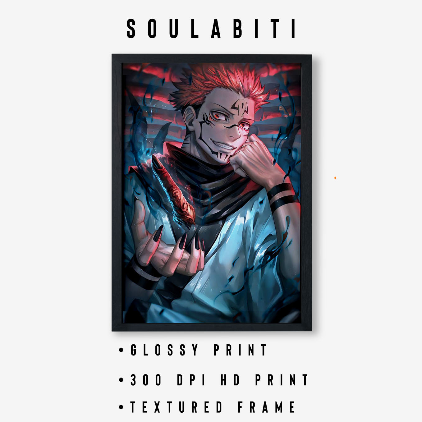 Jujutsu Kaisen Ryomen Sukuna finger Poster Art Framed 13x19-Inch - SoulAbiti