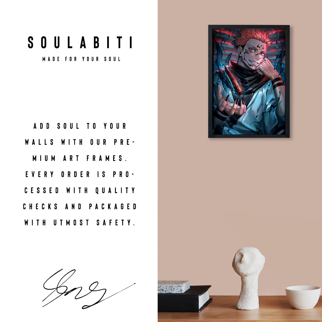 Jujutsu Kaisen Ryomen Sukuna finger Poster Art Framed 13x19-Inch - SoulAbiti