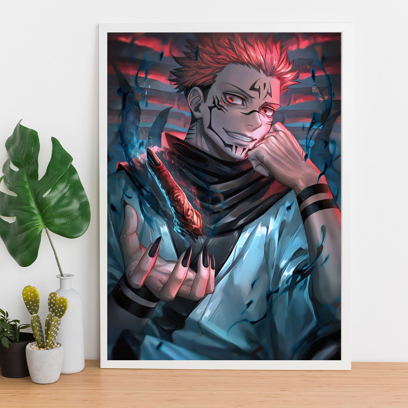 Jujutsu Kaisen Ryomen Sukuna finger Poster Art Framed 13x19-Inch - SoulAbiti