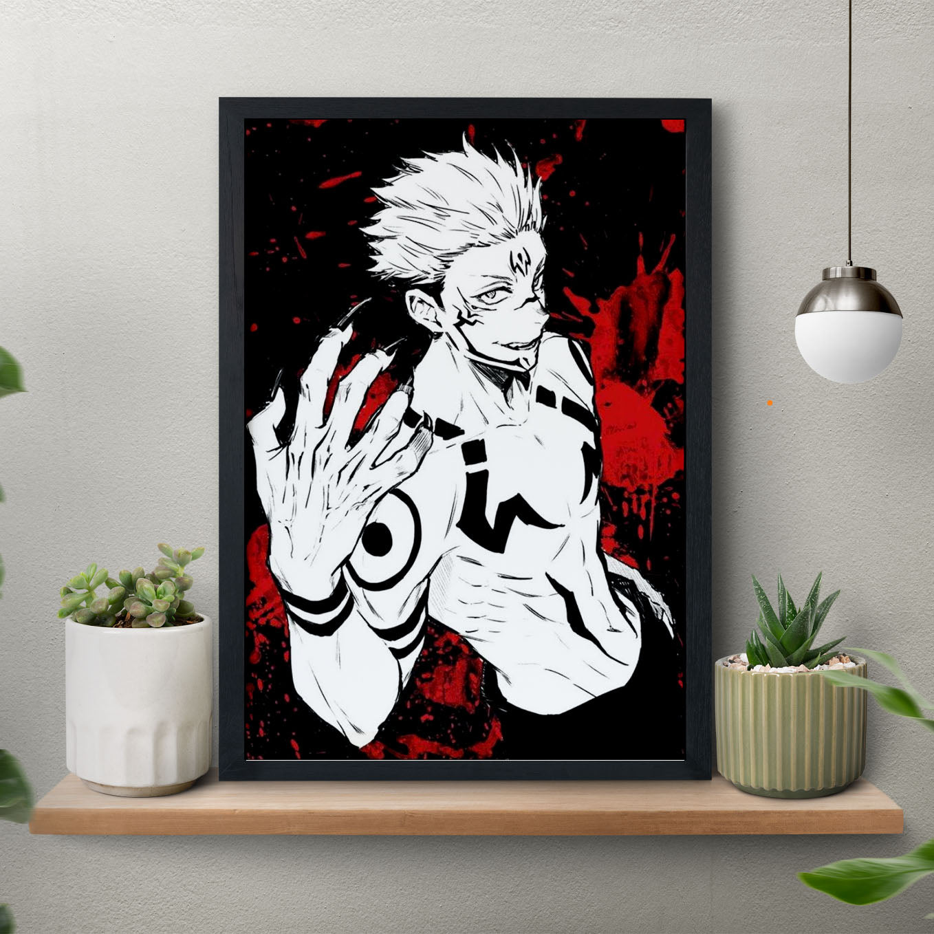 Jujutsu Kaisen Ryomen Sukuna Red Poster Framed 13x19-Inch - SoulAbiti