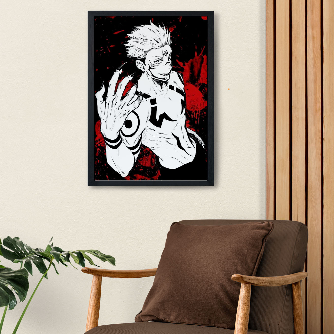 Jujutsu Kaisen Ryomen Sukuna Red Poster Framed 13x19-Inch - SoulAbiti