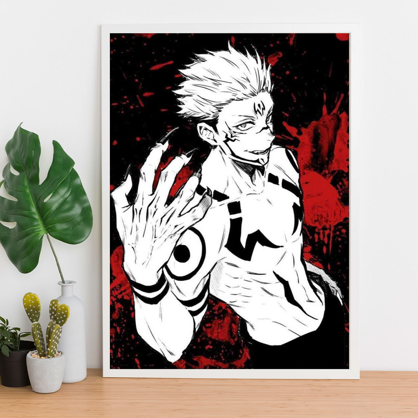 Jujutsu Kaisen Ryomen Sukuna Red Poster Framed 13x19-Inch - SoulAbiti