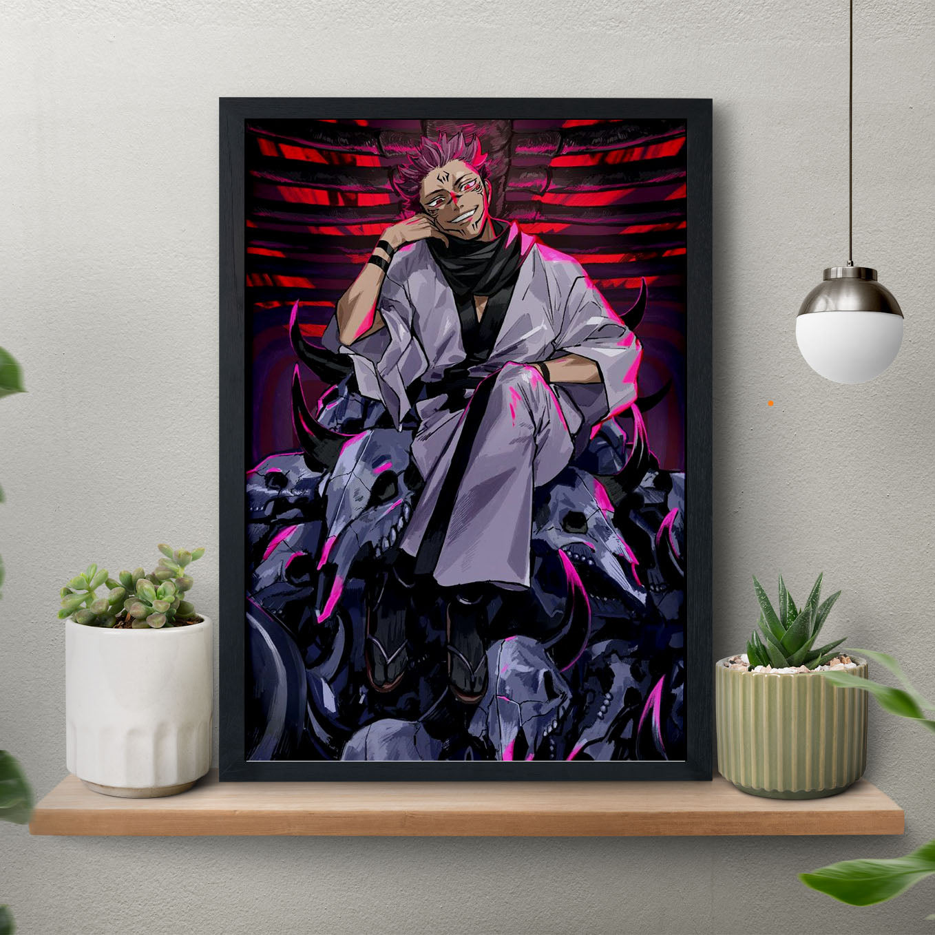 Jujutsu Kaisen Ryomen Sukuna Throne Poster Framed 13x19-Inch - SoulAbiti