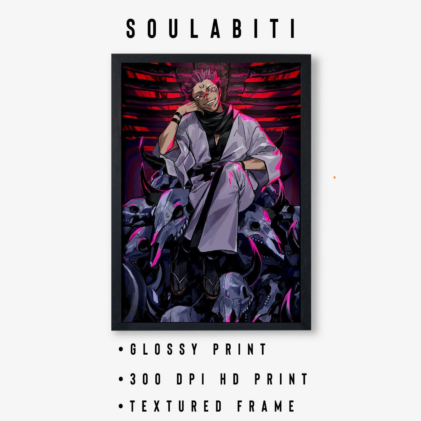 Jujutsu Kaisen Ryomen Sukuna Throne Poster Framed 13x19-Inch - SoulAbiti