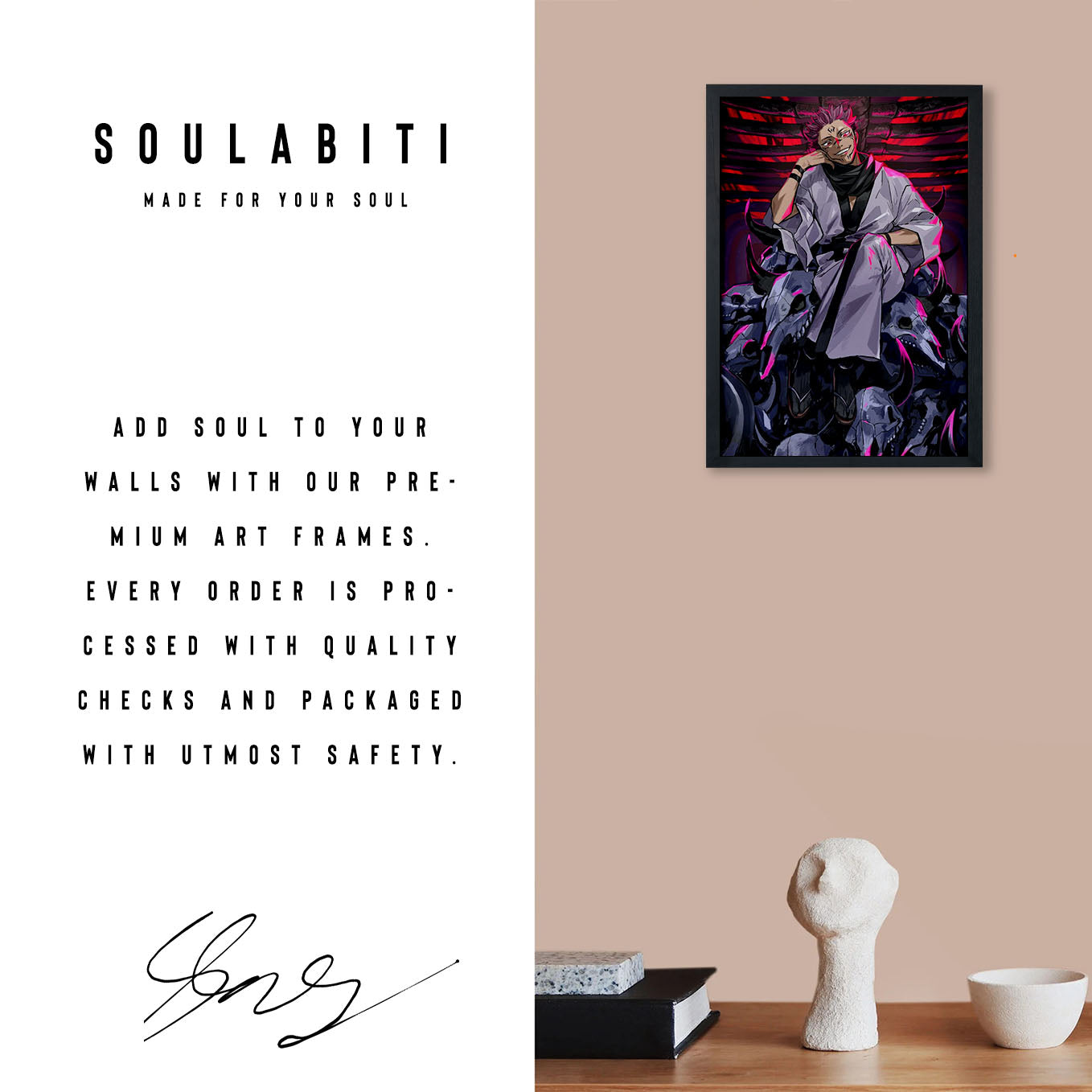 Jujutsu Kaisen Ryomen Sukuna Throne Poster Framed 13x19-Inch - SoulAbiti