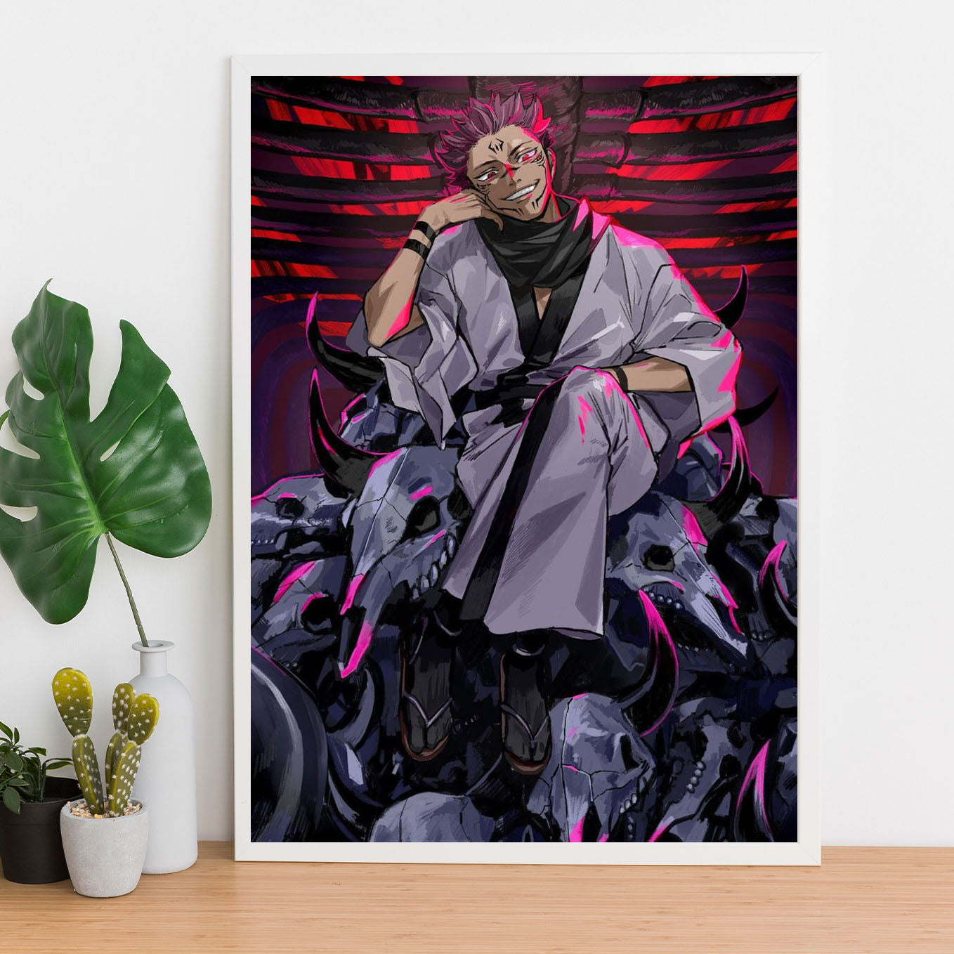 Jujutsu Kaisen Ryomen Sukuna Throne Poster Framed 13x19-Inch - SoulAbiti