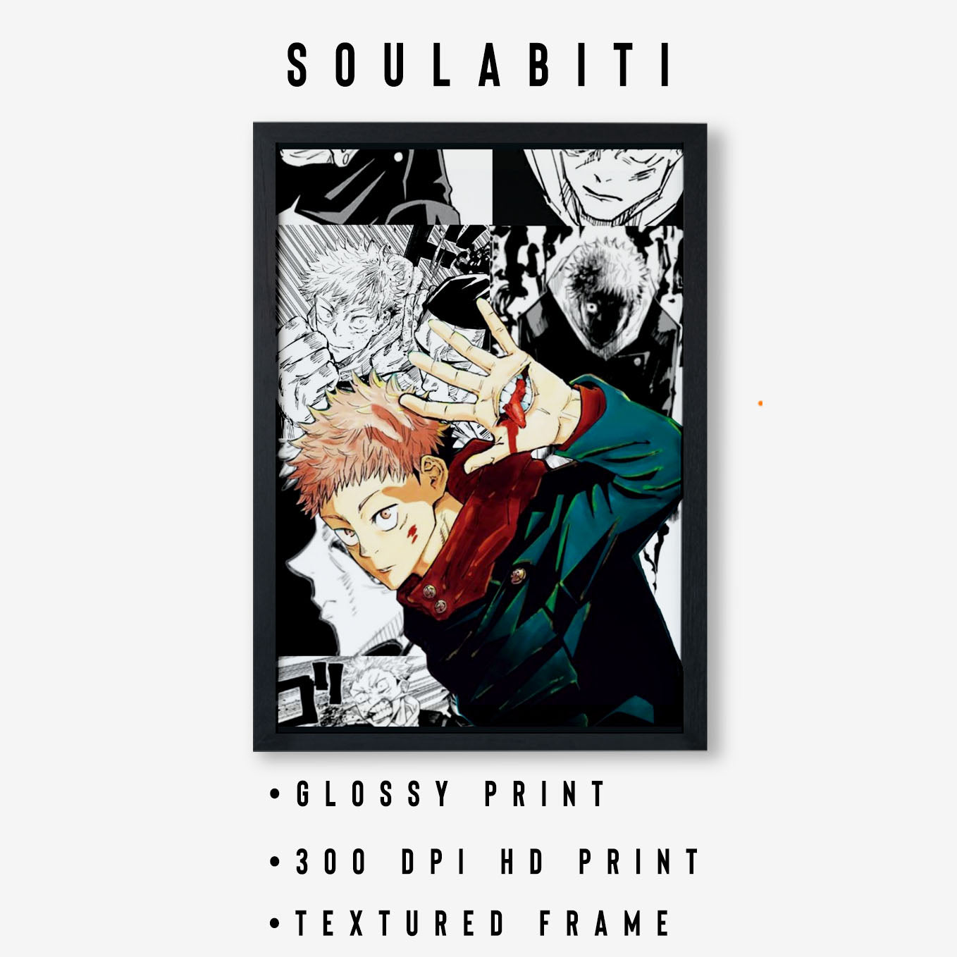 Jujutsu Kaisen Sukuna's Vessel Itadori Poster Art Framed 13x19-Inch - SoulAbiti