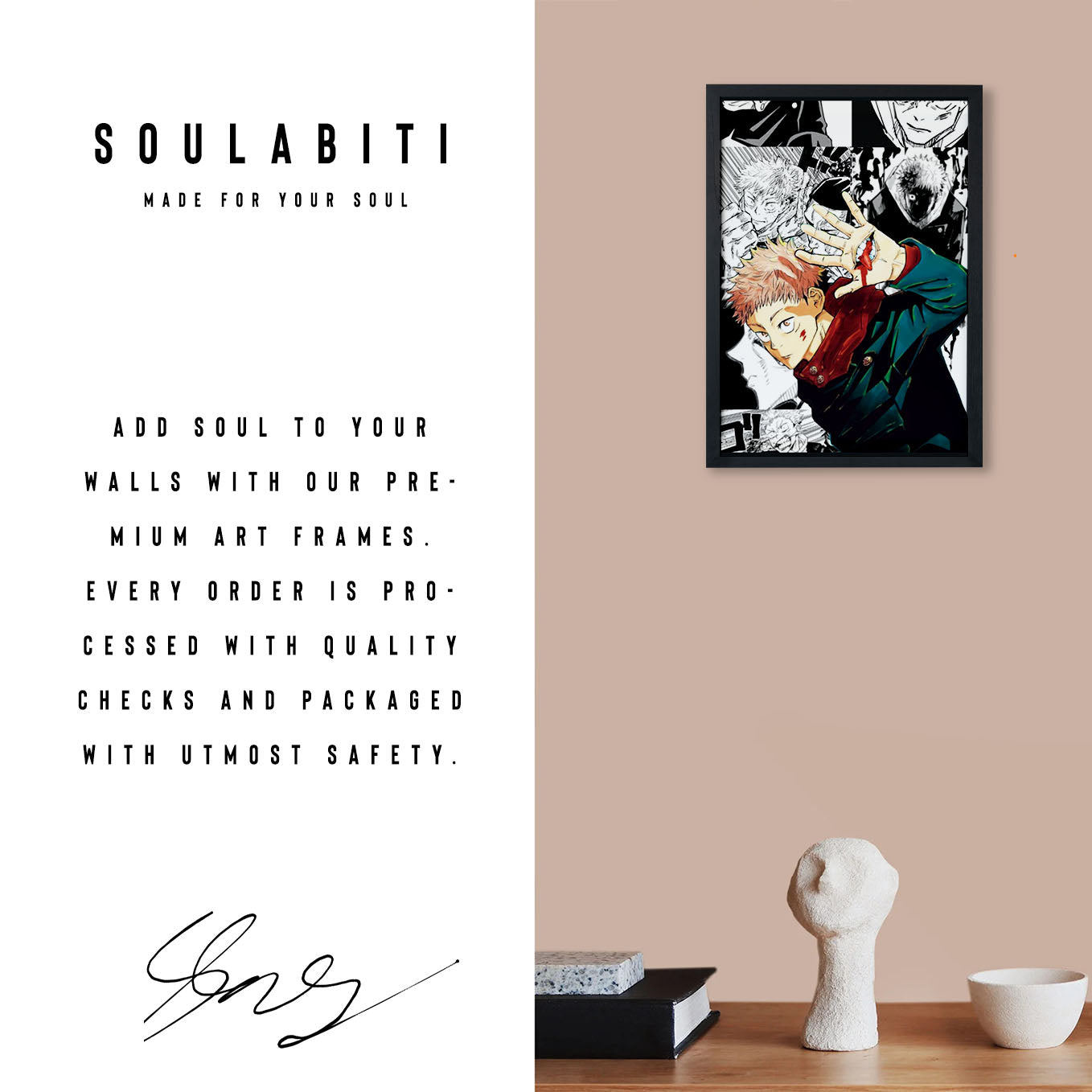 Jujutsu Kaisen Sukuna's Vessel Itadori Poster Art Framed 13x19-Inch - SoulAbiti