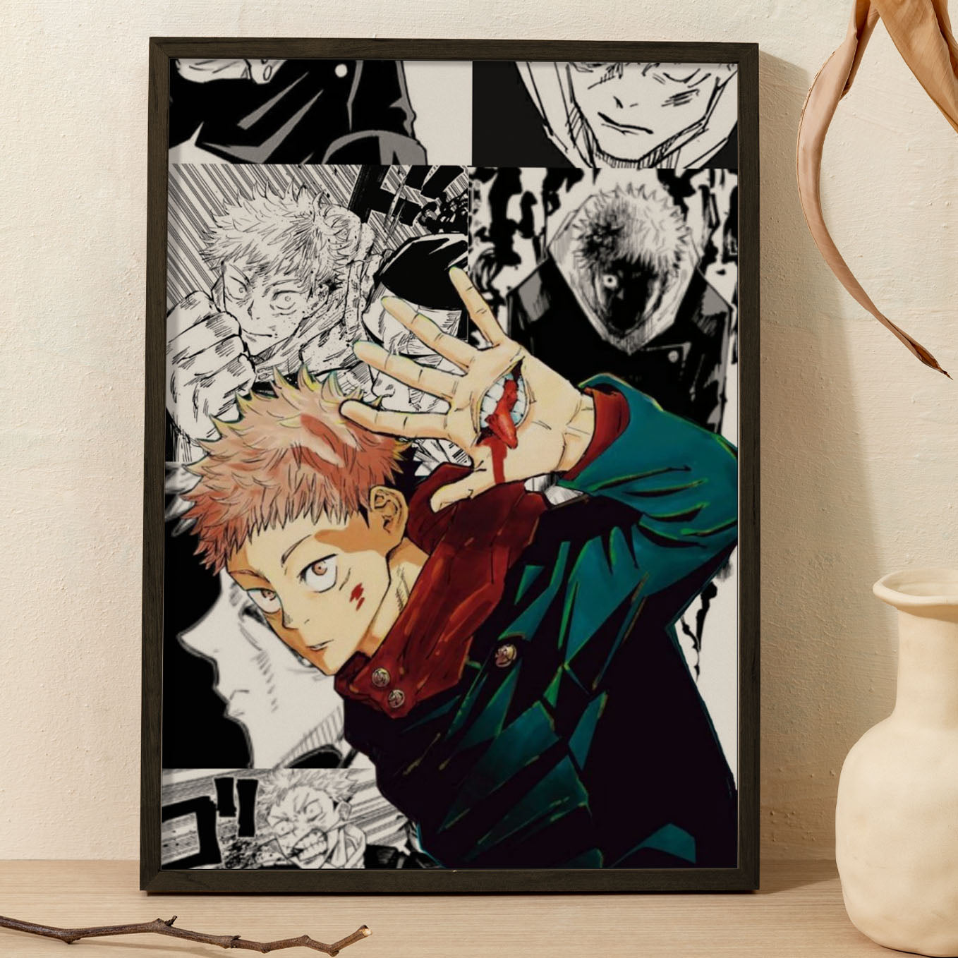 Jujutsu Kaisen Sukuna's Vessel Itadori Poster Art Framed 13x19-Inch - SoulAbiti