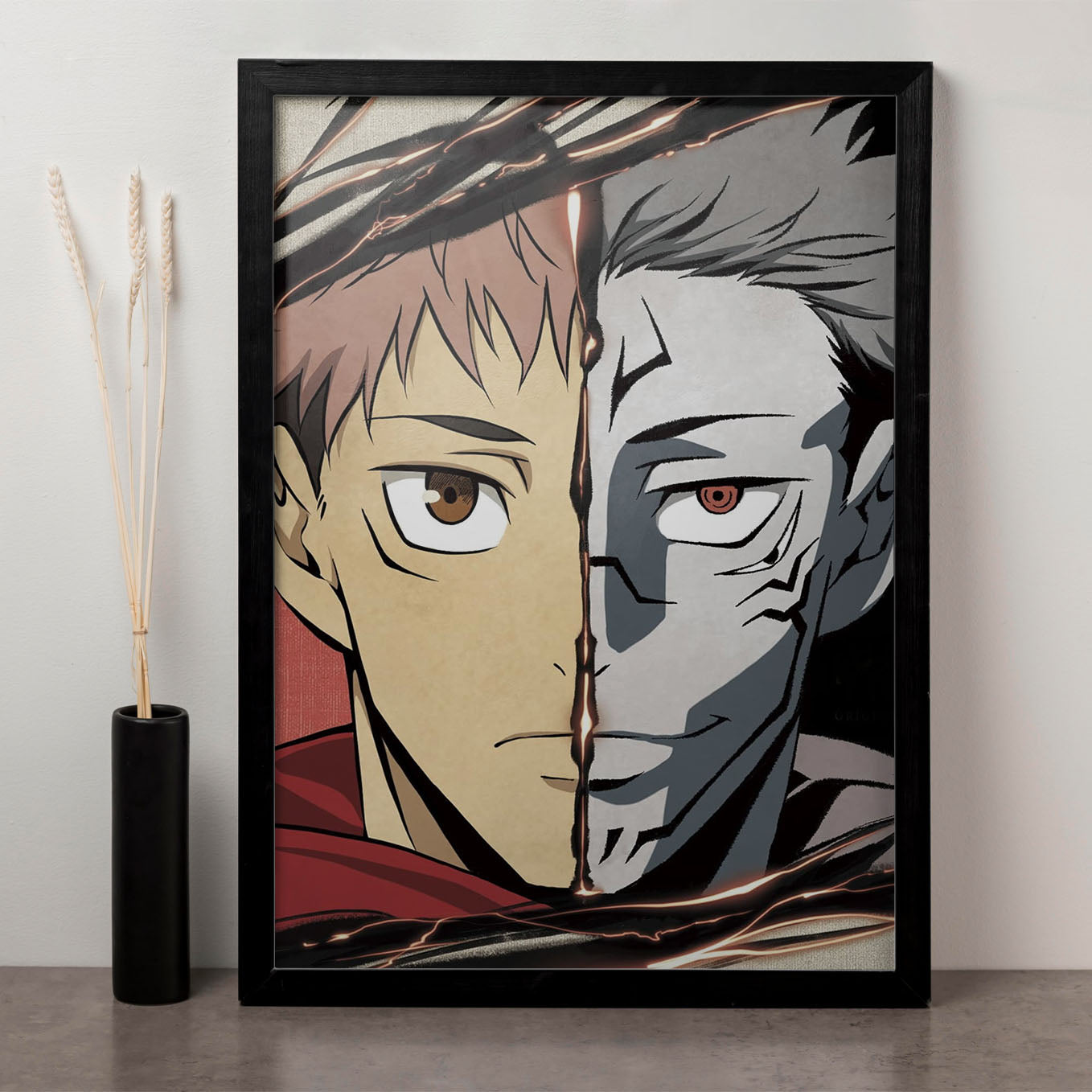 Jujutsu Kaisen Yuji and Sukuna Poster Framed 13x19-Inch - SoulAbiti