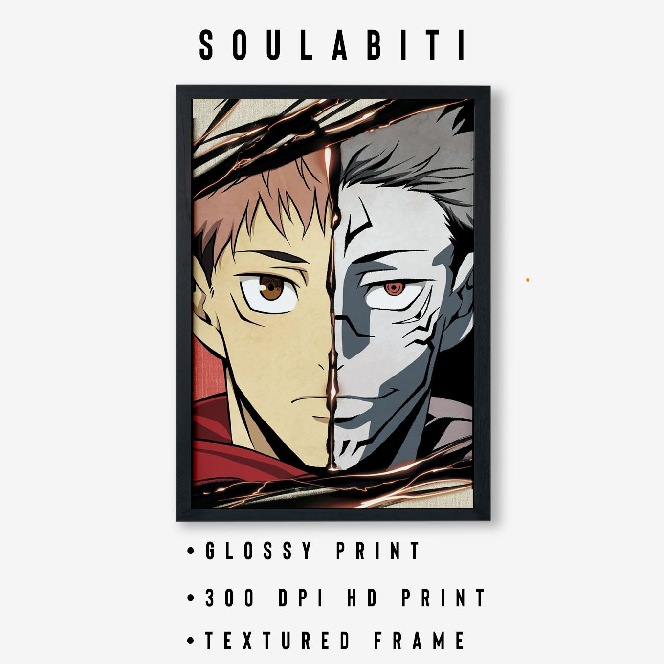 Jujutsu Kaisen Yuji and Sukuna Poster Framed 13x19-Inch - SoulAbiti