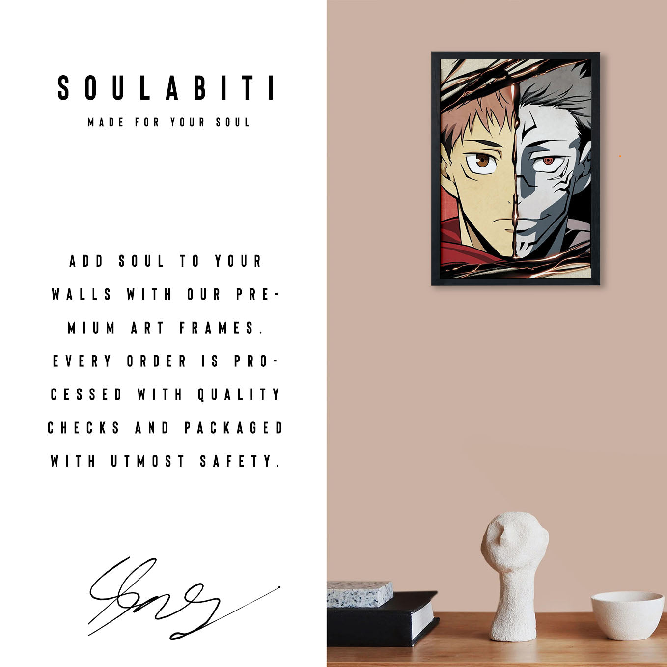 Jujutsu Kaisen Yuji and Sukuna Poster Framed 13x19-Inch - SoulAbiti