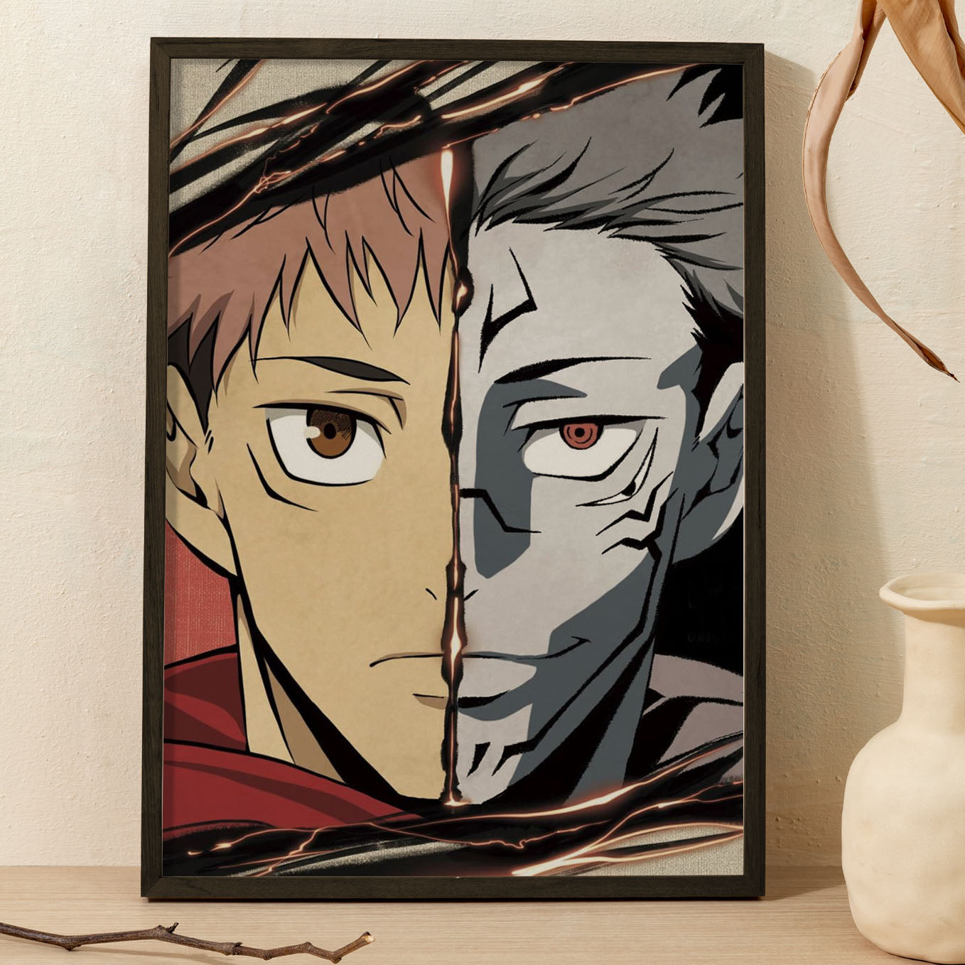 Jujutsu Kaisen Yuji and Sukuna Poster Framed 13x19-Inch - SoulAbiti