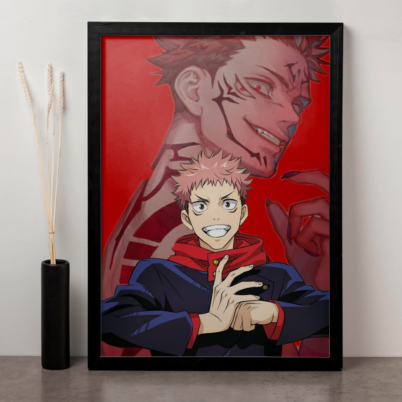 Jujutsu Kaisen Yuji Poster Framed 13x19-Inch - SoulAbiti