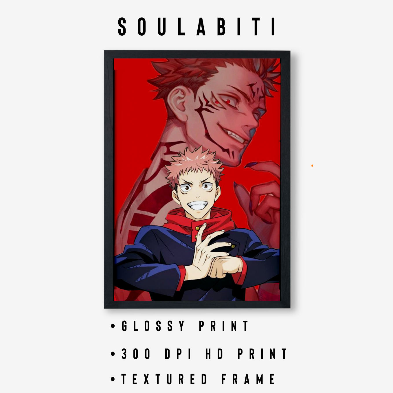 Jujutsu Kaisen Yuji Poster Framed 13x19-Inch - SoulAbiti