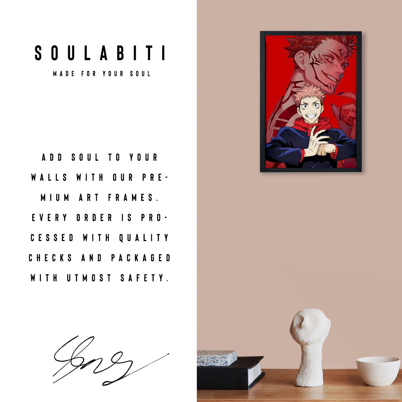 Jujutsu Kaisen Yuji Poster Framed 13x19-Inch - SoulAbiti