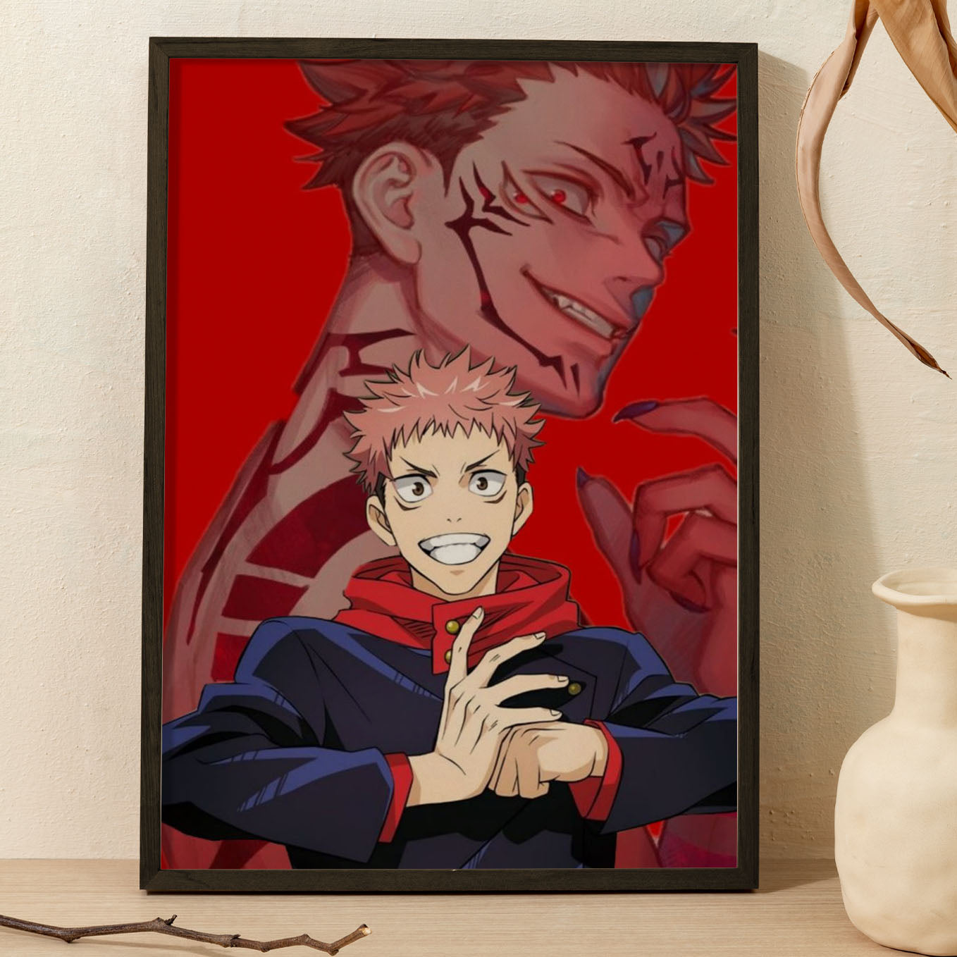 Jujutsu Kaisen Yuji Poster Framed 13x19-Inch - SoulAbiti