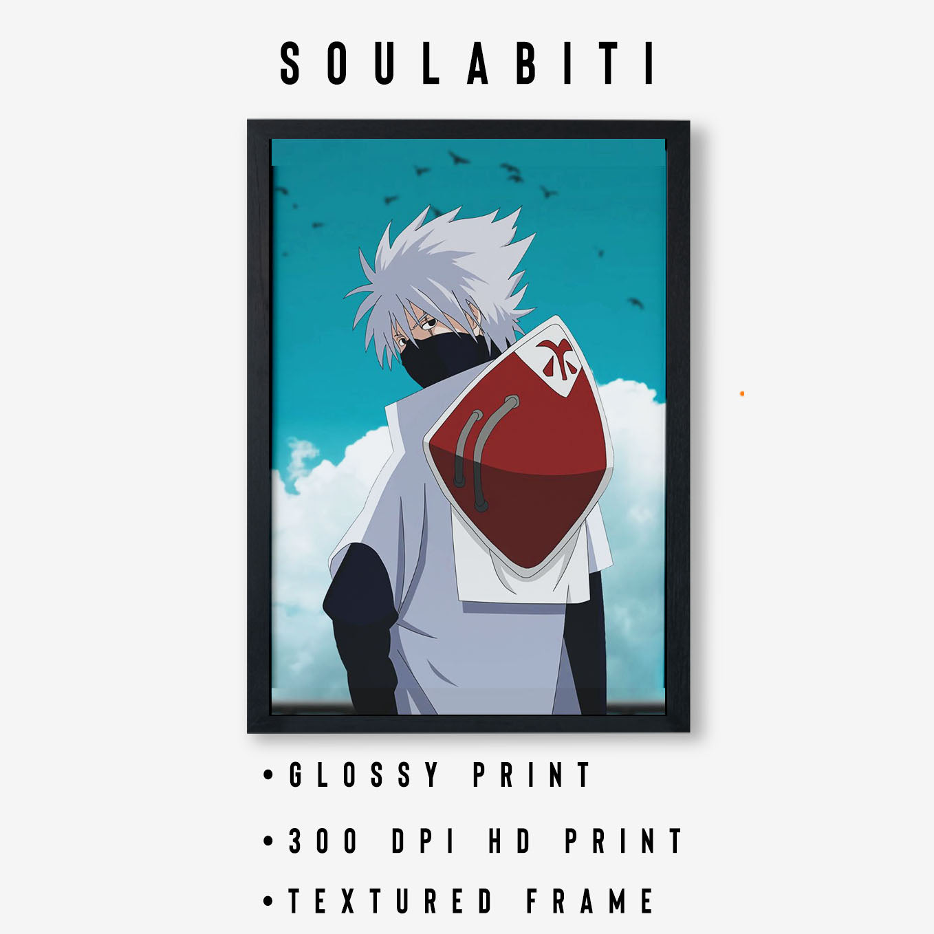 Naruto 6 Hokage Kakashi Hatake Poster art framed 13x19-Inch - SoulAbiti