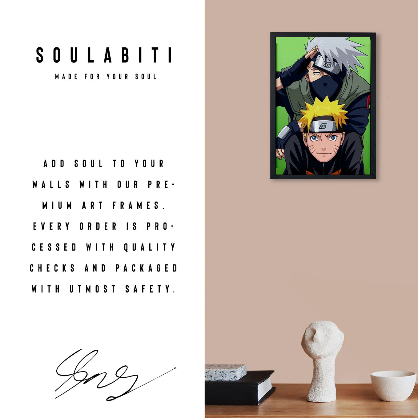 Naruto And Kakashi Poster art framed 13x19-Inch - SoulAbiti
