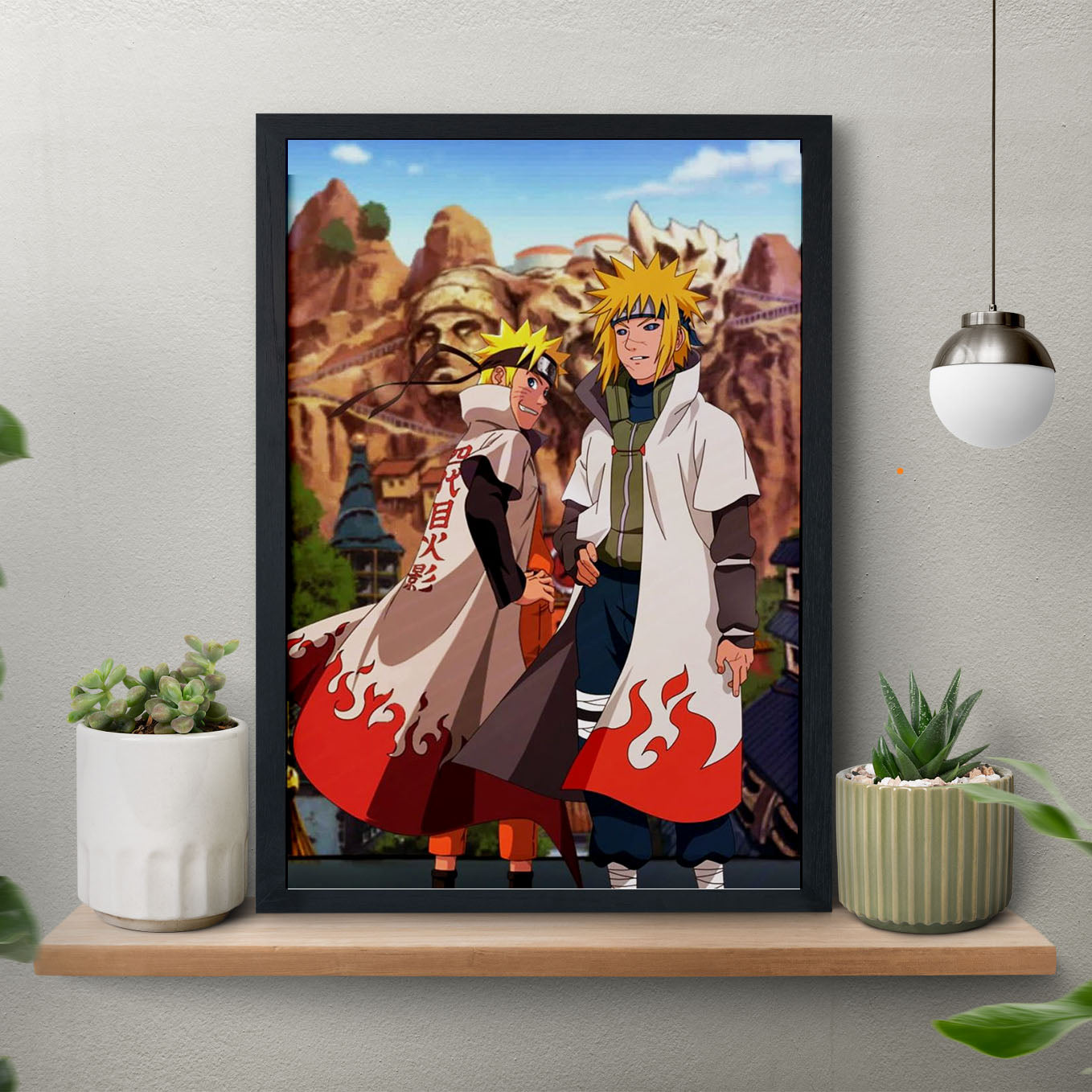 Naruto & Minato Hokage Poster art framed 13x19-Inch - SoulAbiti