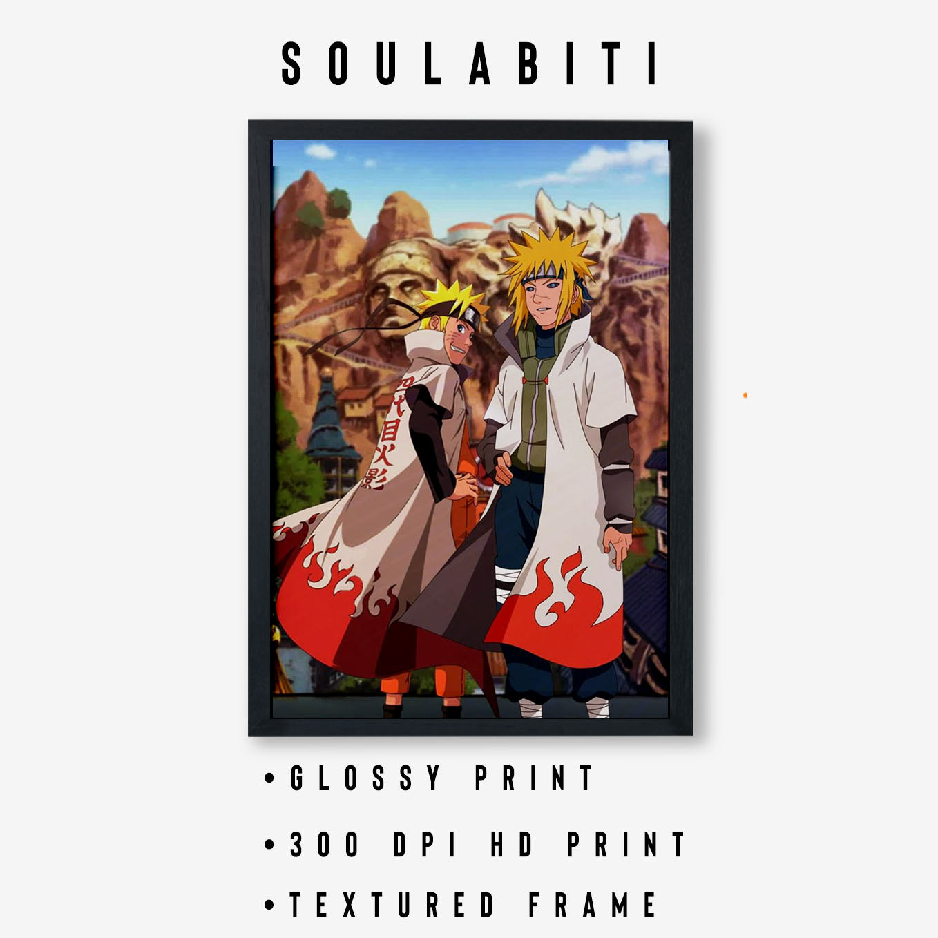 Naruto & Minato Hokage Poster art framed 13x19-Inch - SoulAbiti