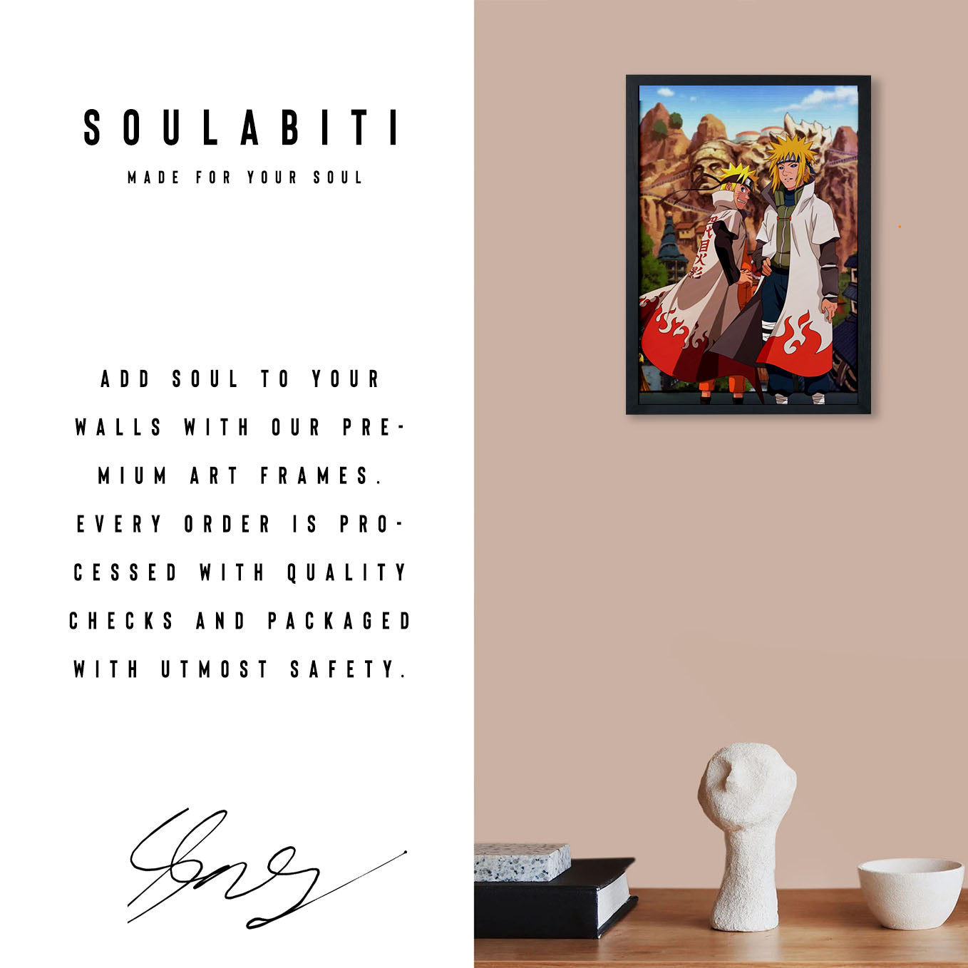 Naruto & Minato Hokage Poster art framed 13x19-Inch - SoulAbiti