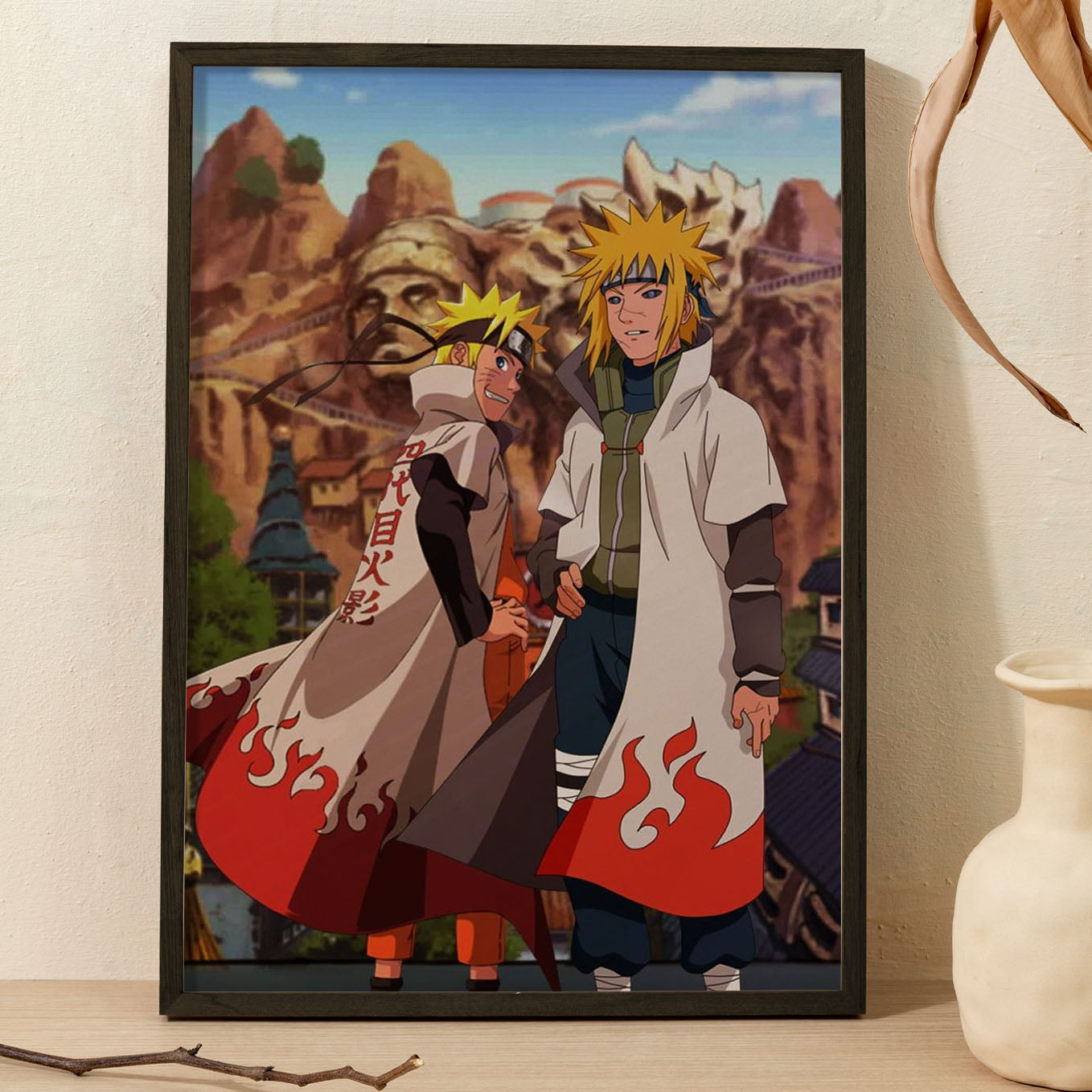 Naruto & Minato Hokage Poster art framed 13x19-Inch - SoulAbiti