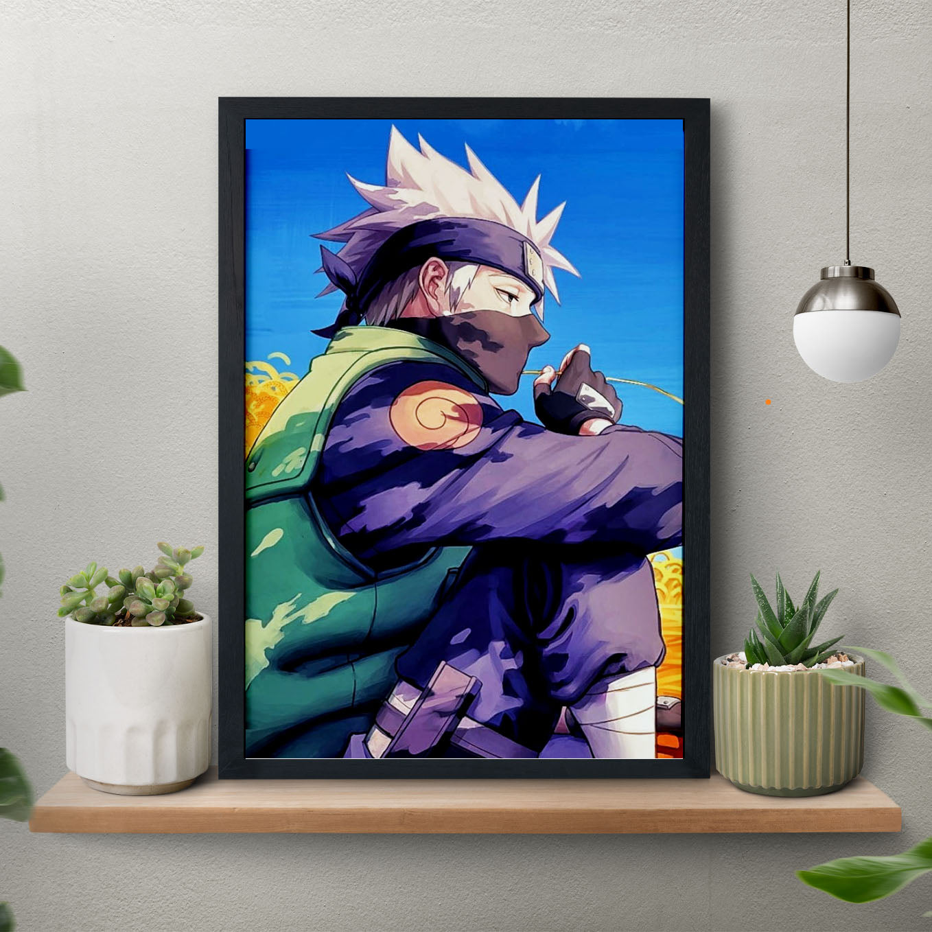 Naruto Cool Kakashi Poster art framed 13x19-Inch - SoulAbiti