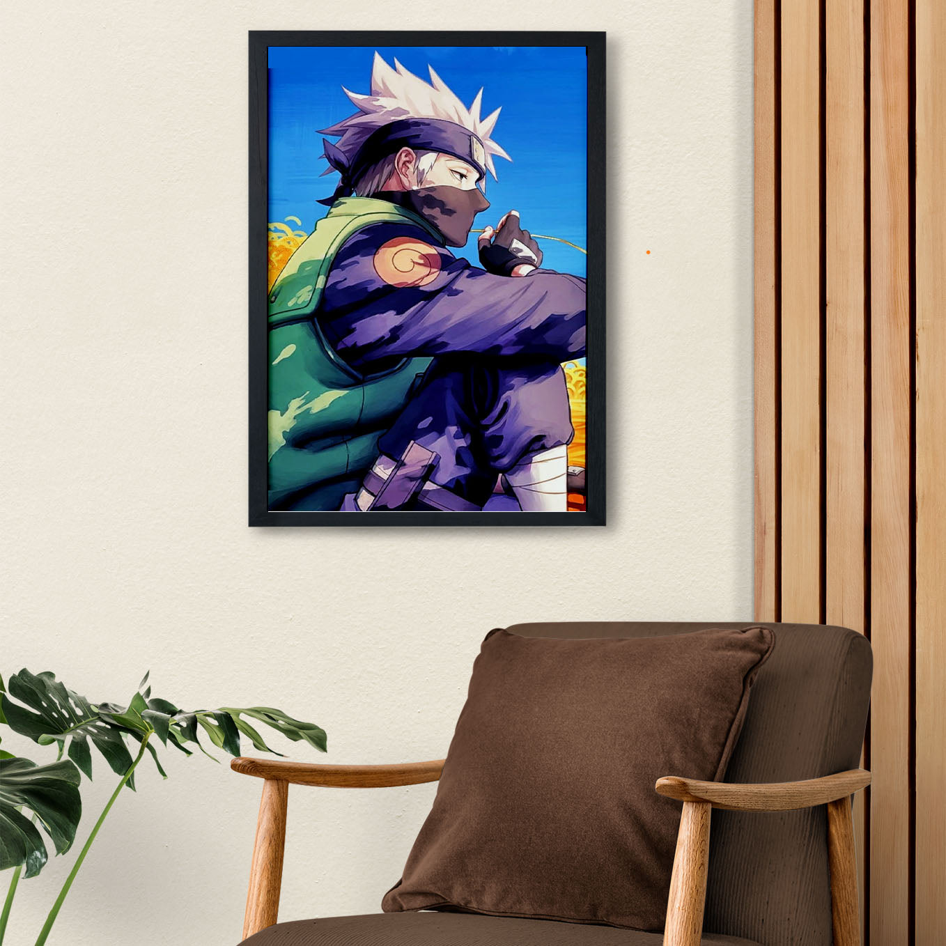 Naruto Cool Kakashi Poster art framed 13x19-Inch - SoulAbiti