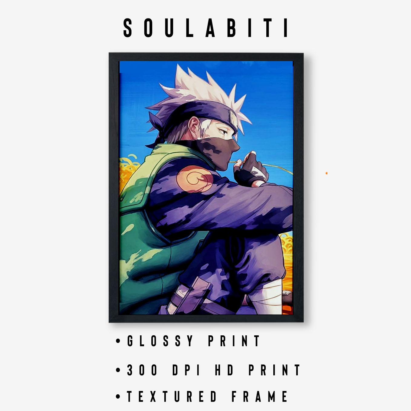 Naruto Cool Kakashi Poster art framed 13x19-Inch - SoulAbiti