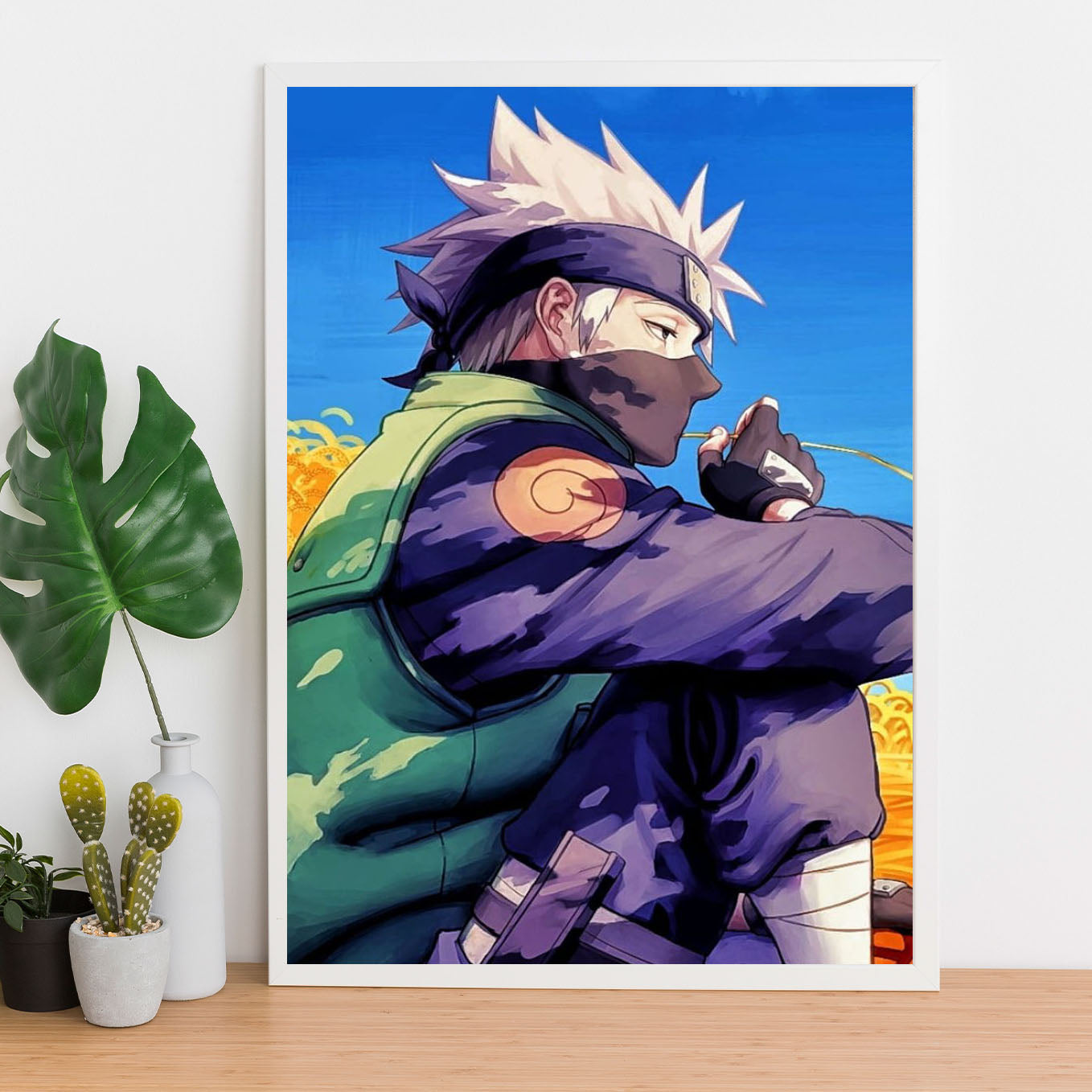 Naruto Cool Kakashi Poster art framed 13x19-Inch - SoulAbiti