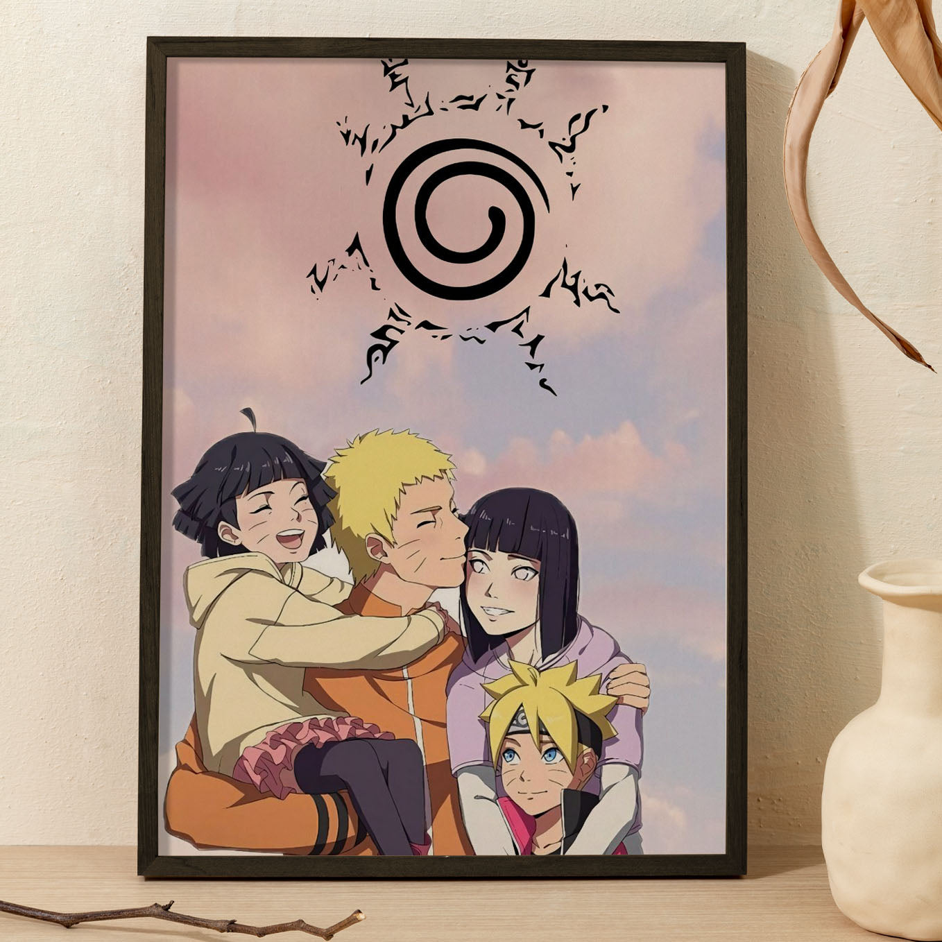 Naruto Family, Nine Tails Seal Poster art framed 13x19-Inch - SoulAbiti