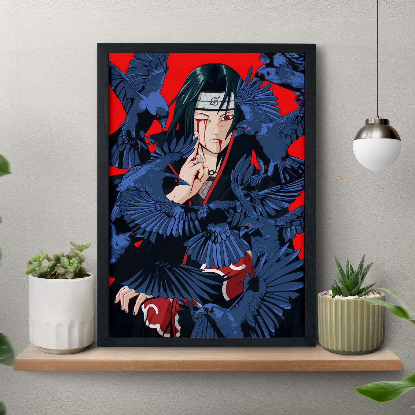 Naruto Itachi Crow Poster art framed 13x19-Inch - SoulAbiti