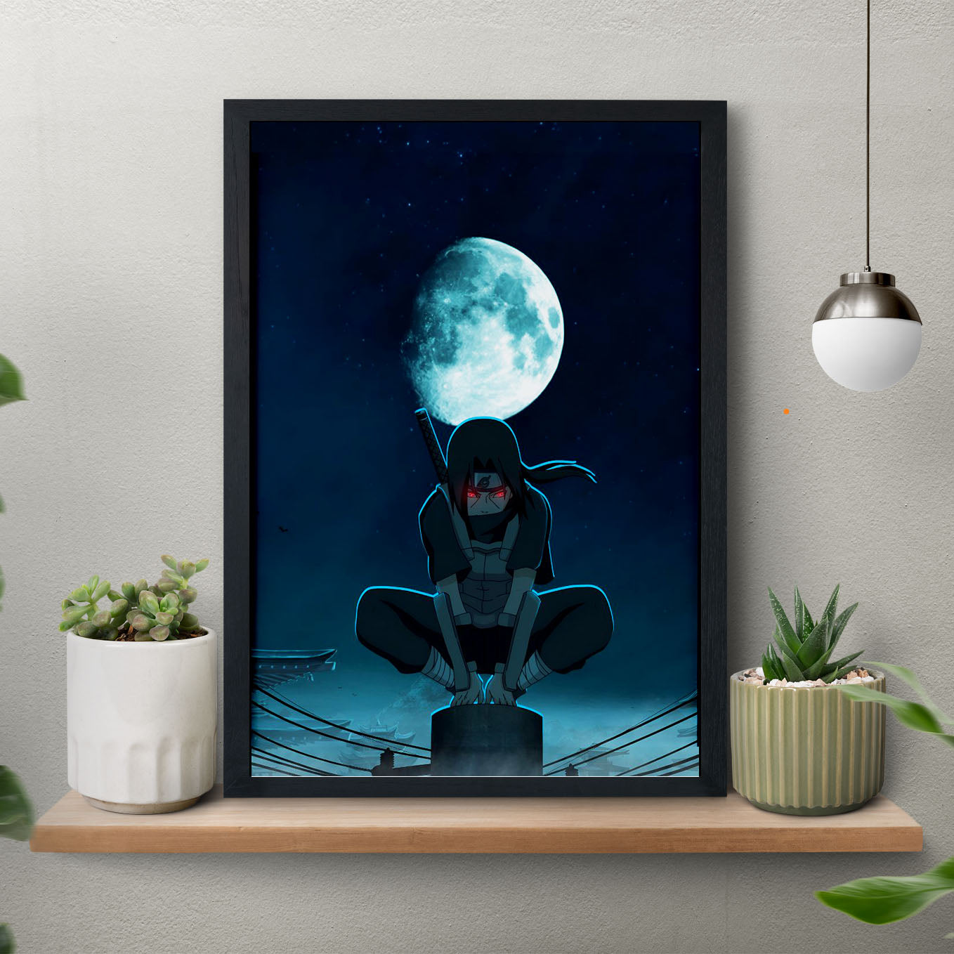 Naruto Itachi In The Moonlight Poster art framed 13x19-Inch - SoulAbiti