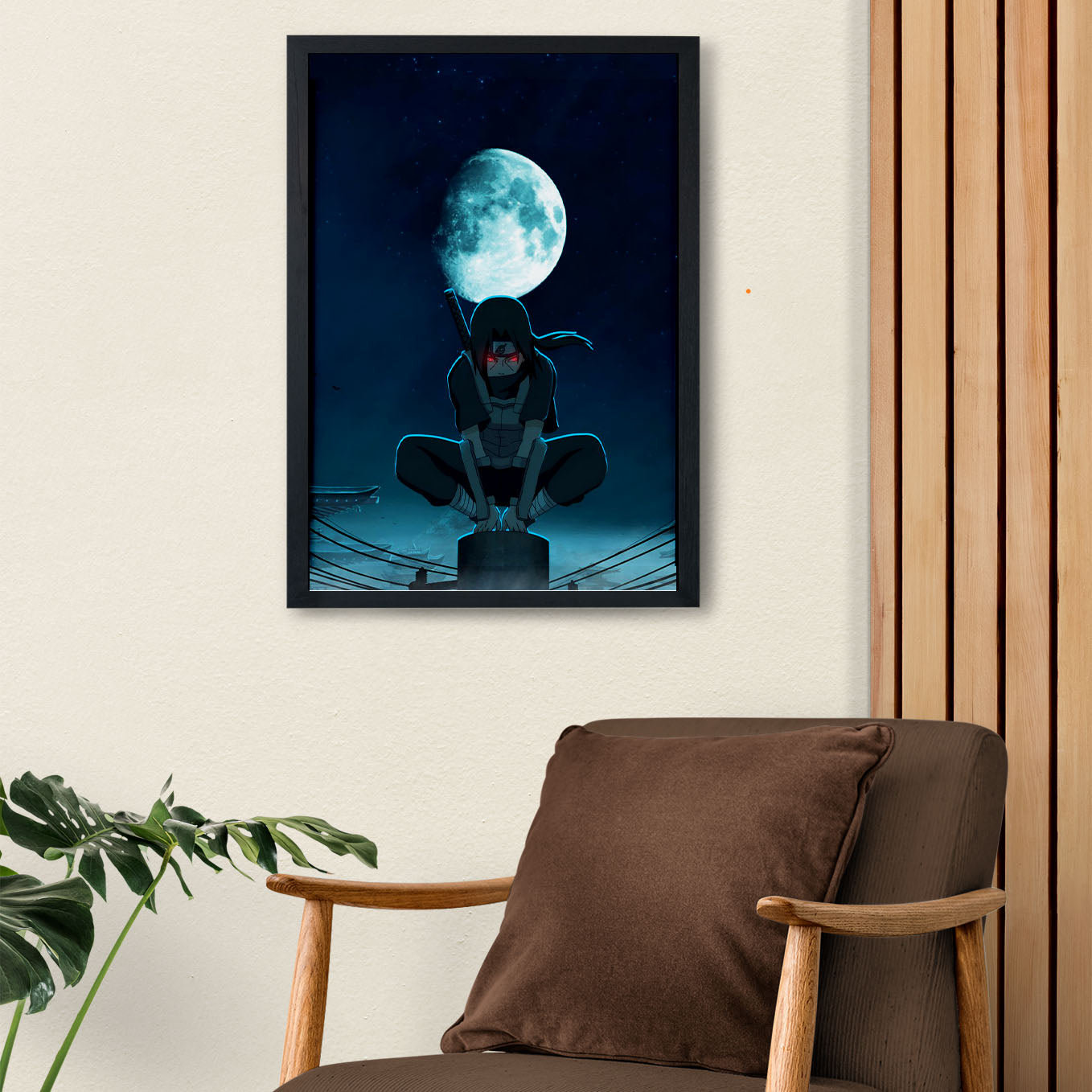 Naruto Itachi In The Moonlight Poster art framed 13x19-Inch - SoulAbiti